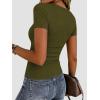 image:imageZeagoo Women Short Sleeve Tops Crewneck Ribbed Knit Fitted Tshirts Dressy Casual Basic Tee 2026 Summer ClothesArmy Green