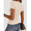 image:imageZeagoo Women Short Sleeve Tops Crewneck Ribbed Knit Fitted Tshirts Dressy Casual Basic Tee 2026 Summer ClothesBeige