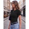 image:imageZeagoo Women Short Sleeve Tops Crewneck Ribbed Knit Fitted Tshirts Dressy Casual Basic Tee 2026 Summer ClothesBlack