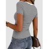 image:imageZeagoo Women Short Sleeve Tops Crewneck Ribbed Knit Fitted Tshirts Dressy Casual Basic Tee 2026 Summer ClothesBlack Stripe