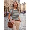image:imageZeagoo Women Short Sleeve Tops Crewneck Ribbed Knit Fitted Tshirts Dressy Casual Basic Tee 2026 Summer ClothesBlack Stripe