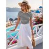 image:imageZeagoo Women Short Sleeve Tops Crewneck Ribbed Knit Fitted Tshirts Dressy Casual Basic Tee 2026 Summer ClothesBlack Stripe