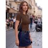 image:imageZeagoo Women Short Sleeve Tops Crewneck Ribbed Knit Fitted Tshirts Dressy Casual Basic Tee 2026 Summer ClothesBrown
