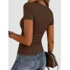image:imageZeagoo Women Short Sleeve Tops Crewneck Ribbed Knit Fitted Tshirts Dressy Casual Basic Tee 2026 Summer ClothesBrown