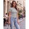 image:imageZeagoo Women Short Sleeve Tops Crewneck Ribbed Knit Fitted Tshirts Dressy Casual Basic Tee 2026 Summer ClothesGrey