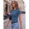 image:imageZeagoo Women Short Sleeve Tops Crewneck Ribbed Knit Fitted Tshirts Dressy Casual Basic Tee 2026 Summer ClothesGrey Blue