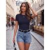 image:imageZeagoo Women Short Sleeve Tops Crewneck Ribbed Knit Fitted Tshirts Dressy Casual Basic Tee 2026 Summer ClothesNavy Blue