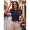 image:imageZeagoo Women Short Sleeve Tops Crewneck Ribbed Knit Fitted Tshirts Dressy Casual Basic Tee 2026 Summer ClothesNavy Blue