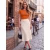 image:imageZeagoo Women Short Sleeve Tops Crewneck Ribbed Knit Fitted Tshirts Dressy Casual Basic Tee 2026 Summer ClothesOrange