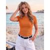 image:imageZeagoo Women Short Sleeve Tops Crewneck Ribbed Knit Fitted Tshirts Dressy Casual Basic Tee 2026 Summer ClothesOrange