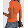 image:imageZeagoo Women Short Sleeve Tops Crewneck Ribbed Knit Fitted Tshirts Dressy Casual Basic Tee 2026 Summer ClothesOrange