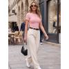 image:imageZeagoo Women Short Sleeve Tops Crewneck Ribbed Knit Fitted Tshirts Dressy Casual Basic Tee 2026 Summer ClothesPink