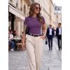 image:imageZeagoo Women Short Sleeve Tops Crewneck Ribbed Knit Fitted Tshirts Dressy Casual Basic Tee 2026 Summer ClothesPurple