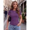 image:imageZeagoo Women Short Sleeve Tops Crewneck Ribbed Knit Fitted Tshirts Dressy Casual Basic Tee 2026 Summer ClothesPurple
