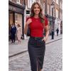 image:imageZeagoo Women Short Sleeve Tops Crewneck Ribbed Knit Fitted Tshirts Dressy Casual Basic Tee 2026 Summer ClothesRed