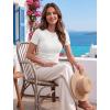 image:imageZeagoo Women Short Sleeve Tops Crewneck Ribbed Knit Fitted Tshirts Dressy Casual Basic Tee 2026 Summer ClothesWhite