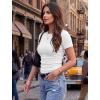 image:imageZeagoo Women Short Sleeve Tops Crewneck Ribbed Knit Fitted Tshirts Dressy Casual Basic Tee 2026 Summer ClothesWhite