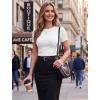image:imageZeagoo Women Short Sleeve Tops Crewneck Ribbed Knit Fitted Tshirts Dressy Casual Basic Tee 2026 Summer ClothesWhite