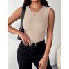 image:imageZeagoo Womens Sleeveless Crewneck Ribbed Tank Tops Casual Basic Summer Top Slim Fitted Racerback ShirtsLight Khaki