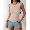 image:imageZeagoo Womens Sleeveless Crewneck Ribbed Tank Tops Casual Basic Summer Top Slim Fitted Racerback ShirtsLight Khaki