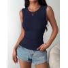 image:imageZeagoo Womens Sleeveless Crewneck Ribbed Tank Tops Casual Basic Summer Top Slim Fitted Racerback ShirtsNavy Blue