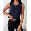 image:imageZeagoo Womens Sleeveless Crewneck Ribbed Tank Tops Casual Basic Summer Top Slim Fitted Racerback ShirtsNavy Blue