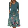 image:imageZeagoo Summer Dresses for Women 2026 34 Sleeve Womens Dress Casual Midi Tshirt Dresses with Pockets SemiFormal SundressGreen Grey