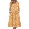 image:imageZeagoo Summer Dresses for Women 2026 34 Sleeve Womens Dress Casual Midi Tshirt Dresses with Pockets SemiFormal SundressYellow Floral