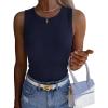 image:imageZeagoo Womens Sleeveless Crewneck Ribbed Tank Tops Casual Basic Summer Top Slim Fitted Racerback ShirtsNavy Blue