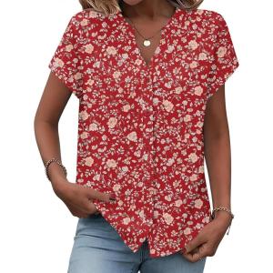 image:imageZeagoo Button Down Shirts for Women Short Sleeve Tops V Neck Collar Blouses Business Casual OutfitsXh546