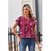 image:imageZeagoo Women Tops Summer Short Sleeve T Shirts V Neck Dressy Casual Work Blouses Fashion Boho Clothes S3XLSf243rose Red