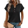 image:imageZeagoo Women Tops Summer Short Sleeve T Shirts V Neck Dressy Casual Work Blouses Fashion Boho Clothes S3XLBlack
