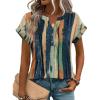 image:imageZeagoo Women Tops Summer Short Sleeve T Shirts V Neck Dressy Casual Work Blouses Fashion Boho Clothes S3XLCx289multicolored