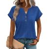 image:imageZeagoo Women Tops Summer Short Sleeve T Shirts V Neck Dressy Casual Work Blouses Fashion Boho Clothes S3XLCx319blue