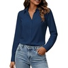 image:imageZeagoo Button Down Shirts for Women Long Sleeve Dress Shirts Classic fit Collared Blouses Casual Business Work Tops S3XLAnavy Blue
