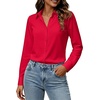 image:imageZeagoo Button Down Shirts for Women Long Sleeve Dress Shirts Classic fit Collared Blouses Casual Business Work Tops S3XLAred