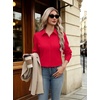 image:imageZeagoo Button Down Shirts for Women Long Sleeve Dress Shirts Classic fit Collared Blouses Casual Business Work Tops S3XLAred
