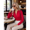 image:imageZeagoo Button Down Shirts for Women Long Sleeve Dress Shirts Classic fit Collared Blouses Casual Business Work Tops S3XLAred