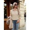 image:imageZeagoo Button Down Shirts for Women Long Sleeve Dress Shirts Classic fit Collared Blouses Casual Business Work Tops S3XLBeige Khaki