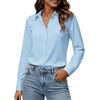image:imageZeagoo Button Down Shirts for Women Long Sleeve Dress Shirts Classic fit Collared Blouses Casual Business Work Tops S3XLLight Blue