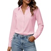 image:imageZeagoo Button Down Shirts for Women Long Sleeve Dress Shirts Classic fit Collared Blouses Casual Business Work Tops S3XLPink