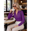 image:imageZeagoo Button Down Shirts for Women Long Sleeve Dress Shirts Classic fit Collared Blouses Casual Business Work Tops S3XLPurple
