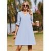 image:imageZeagoo Summer Dresses for Women 2026 V Neck Ruffle Sleeve Loose Shift Dress Hawaiian Sundress Beach Vacation ClothesA01blue and White Stripes