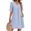 image:imageZeagoo Summer Dresses for Women 2026 V Neck Ruffle Sleeve Loose Shift Dress Hawaiian Sundress Beach Vacation ClothesA01blue and White Stripes