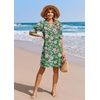 image:imageZeagoo Summer Dresses for Women 2026 V Neck Ruffle Sleeve Loose Shift Dress Hawaiian Sundress Beach Vacation ClothesA01green Floral