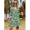 image:imageZeagoo Summer Dresses for Women 2026 V Neck Ruffle Sleeve Loose Shift Dress Hawaiian Sundress Beach Vacation ClothesA01green Floral