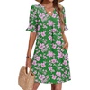 image:imageZeagoo Summer Dresses for Women 2026 V Neck Ruffle Sleeve Loose Shift Dress Hawaiian Sundress Beach Vacation ClothesA01green Floral