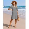 image:imageZeagoo Summer Dresses for Women 2026 V Neck Ruffle Sleeve Loose Shift Dress Hawaiian Sundress Beach Vacation ClothesA02black and White Stripes