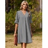 image:imageZeagoo Summer Dresses for Women 2026 V Neck Ruffle Sleeve Loose Shift Dress Hawaiian Sundress Beach Vacation ClothesA02black and White Stripes