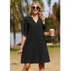 image:imageZeagoo Summer Dresses for Women 2026 V Neck Ruffle Sleeve Loose Shift Dress Hawaiian Sundress Beach Vacation ClothesBlack